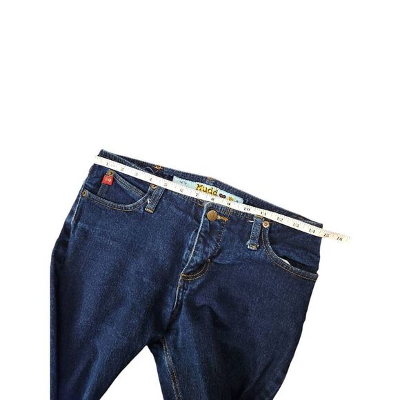 MUDD Flare Y2K Jeans women's size 7 (29x32) Low-Rise dark wash Zip button denim - Picture 5 of 10